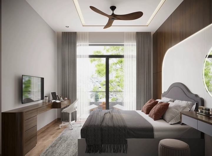 Rèm cửa chắn nắng giữ cho phòng ngủ mát mẻ hơn. (Ảnh: SBS House)