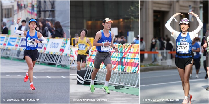 3 đại diện Pocari Sweat Dream Project 2026 Hoàng Thị Ngọc Hoa, Hoàng Nguyên Thanh, Mi Soa trên đường chạy Tokyo Marathon 2026.