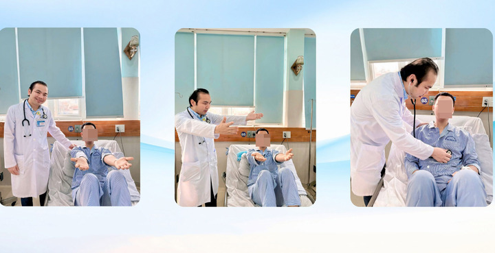 Bệnh nhân may mắn tỉnh táo, vận động tay chân bình thường sau khi điều trị (Ảnh: BVCC)