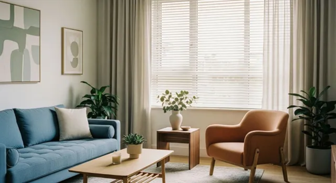 Sử dụng rèm sáng màu, niều lớp để làm giảm nhiệt lượng từ ngoài vào phòng. (Ảnh: Curtain)