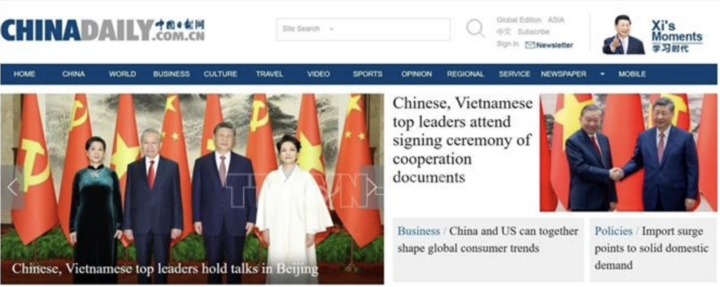 Chinadaily đưa tin về các hoạt động của Tổng Bí thư, Chủ tịch nước Tô Lâm và Phu nhân. (Ảnh: TTXVN)
