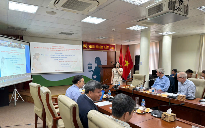 Thành viên nhóm nghiên cứu dự án VALID-II báo cáo tại hội thảo triển khai Hướng dẫn quốc gia về sàng lọc, chẩn đoán và quản lý đái tháo đường thai kỳ do Bộ Y tế tổ chức.