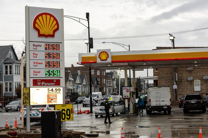 Trạm xăng tại Mỹ, ngày 4/4/2026. (Ảnh: Reuters/Jim Vondruska)