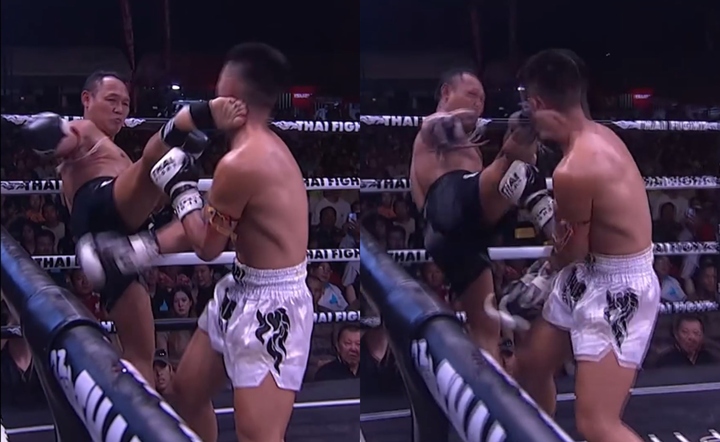 Saenchai tung đòn đá hạ gục võ sĩ Wu Guanhao
