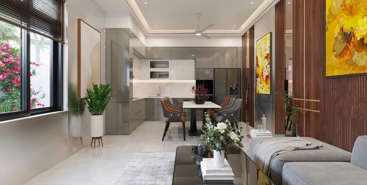 Bếp mở tạo cảm giác không gian rộng rãi. (Ảnh: Doctornoithat)