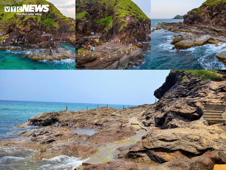 Khung cảnh Mũi Gành - Hoài Hải buồn tẻ, xác xơ so với cảnh nhộn nhịp, đẹp đẽ trước đó. (Ảnh chụp trước và sau cơn bão số 13 tháng 11/2025)