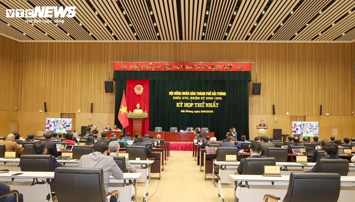 Quang cảnh kỳ họp thứ nhất HĐND TP Hải Phòng khóa XVII, nhiệm kỳ 2026 - 2031.