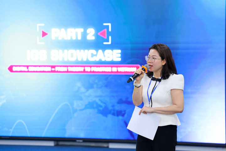 Bà Như Hoa chia sẻ cách Ivy Global School tiếp cận và sử dụng công nghệ giáo dục.