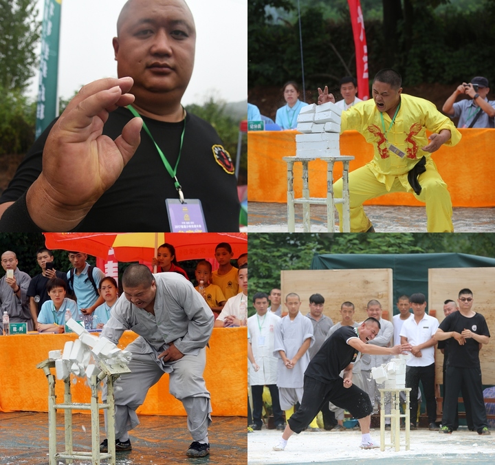 Các thí sinh tham gia thi "Thiết Sa Chưởng" ở đại hội Vô Giá của Thiếu Lâm Tự