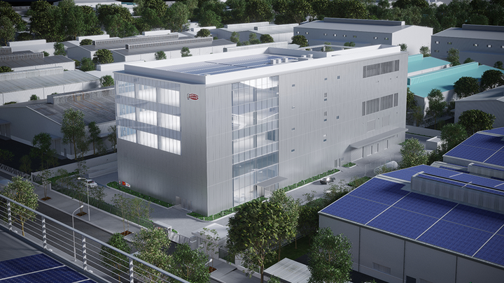 Hình ảnh phối cảnh dự kiến của Trung tâm Nghiên cứu và Phát triển mới của Acecook Việt Nam sau khi hoàn thành.