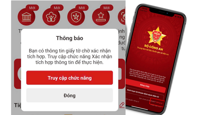 Nội dung thông báo trên ứng dụng VNeID. (Ảnh: MH)