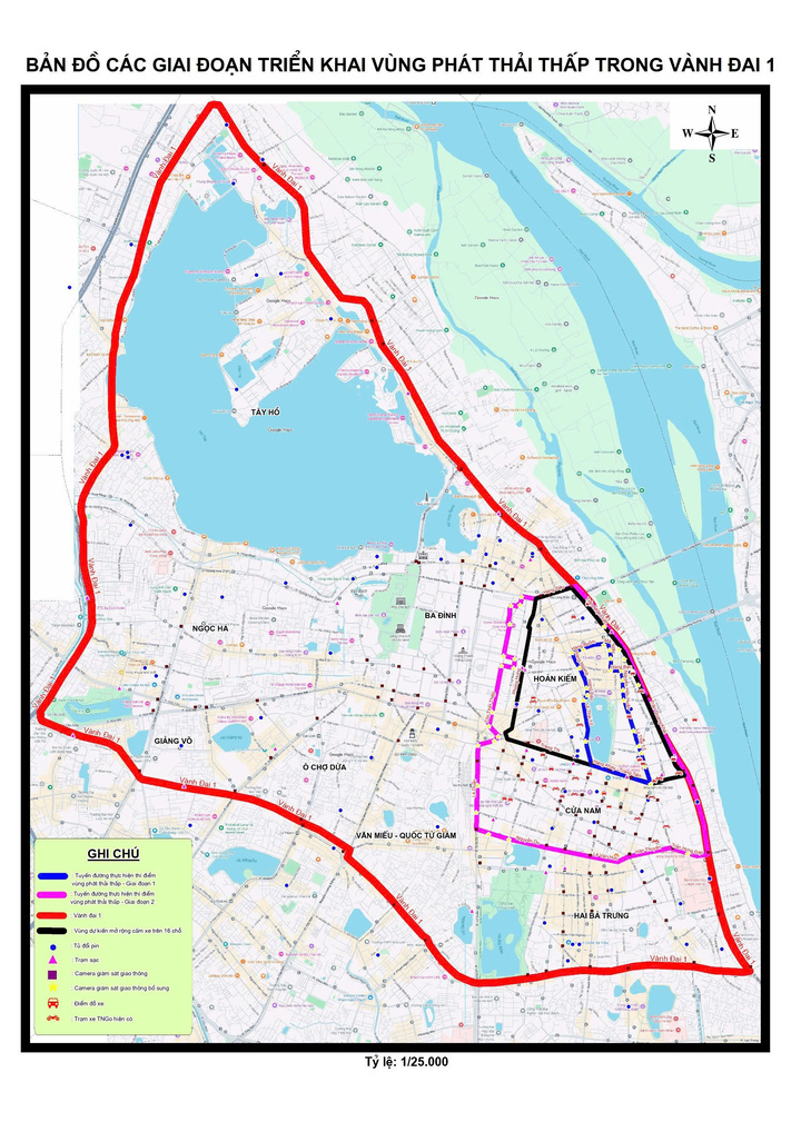 Giai đoạn 3 từ ngày 1/1/2028 trở đi, Hà Nội dự kiến triển khai vùng phát thải thấp toàn vùng Vành đai 1.