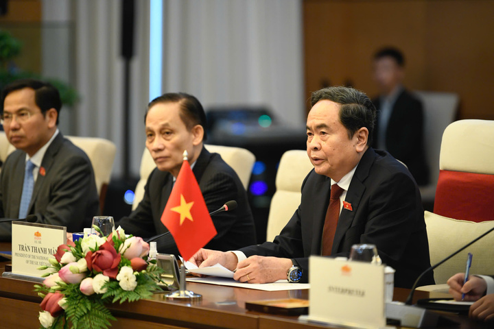 Chủ tịch Quốc hội Trần Thanh Mẫn phát biểu tại hội kiến.