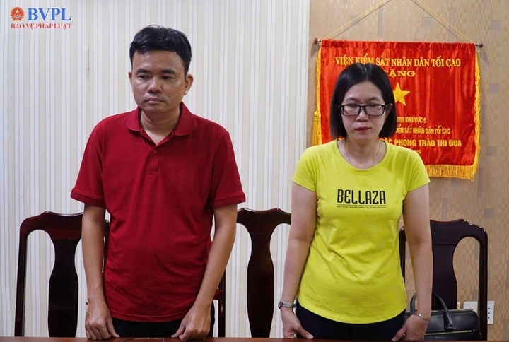 Bị can Lê Phong Cảnh và bị can Phan Thị Trúc Ly.