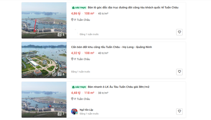 Đất nền khu vực Tuần Châu có giá phổ biến từ 35-45 triệu đồng/m². (Nguồn: batdongsan)