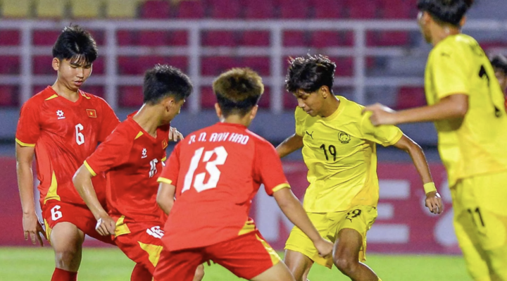 U17 Việt Nam 3-0 U17 Malaysia trong trận chung kết. (Nguồn: Astro Stadium)