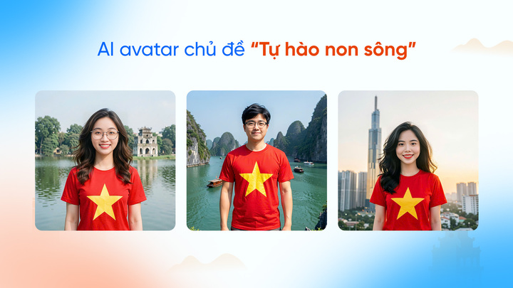 Ảnh đại diện được hỗ trợ tạo mới bằng AI trong chiến dịch "Tự hào non sông". (Nguồn: Zalo)