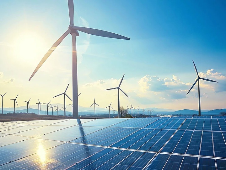 Một trang điện điện gió kết hợp điện mặt trời ở châu Âu. (Ảnh: NBI)