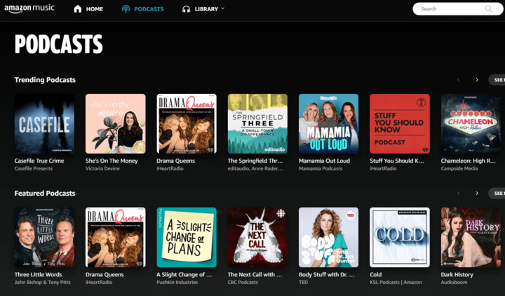 Giao diện Podcast của Amazon. (Nguồn: Amazon)