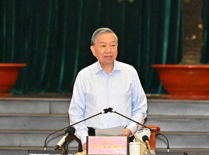 Tổng Bí thư, Chủ tịch nước Tô Lâm phát biểu định hướng buổi làm việc. (Ảnh: Việt Dũng)