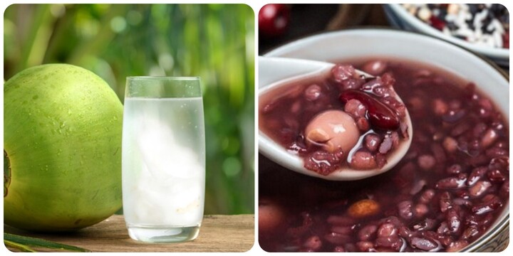 Nước dừa và cháo đậu đỏ gạo lứt rất tốt cho gan thận