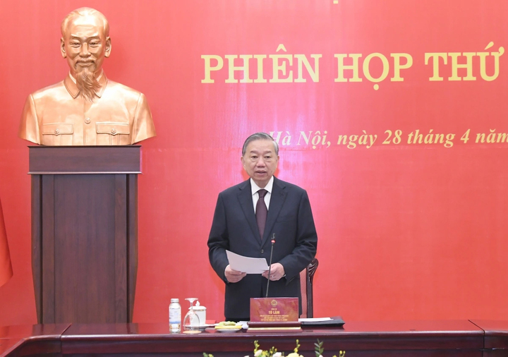 Tổng Bí thư, Chủ tịch nước Tô Lâm phát biểu tại phiên họp.