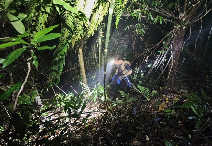 Lực lượng chức năng cùng các thành viên leo núi chuyên nghiệp xuyên đêm tìm kiếm Nguyễn Tuấn Anh.