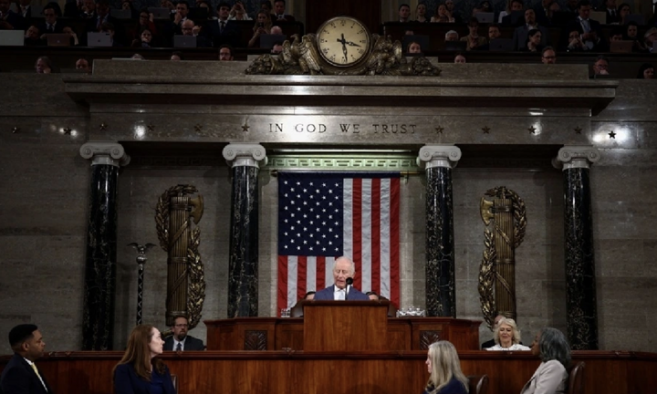 Vua Charles III nhấn mạnh vai trò NATO và liên minh xuyên Đại Tây Dương trong bài phát biểu. Ảnh: Reuters