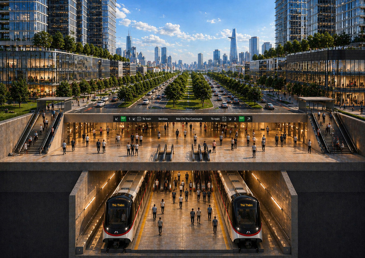 Phối cảnh nhà ga Cung Thiếu nhi của Metro Bến Thành - Thủ Thiêm. (Nguồn: THACO)