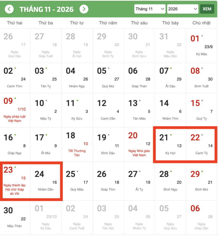 Kỳ nghỉ lễ ngày Văn hóa Việt Nam có thể kéo dài 4 ngày.