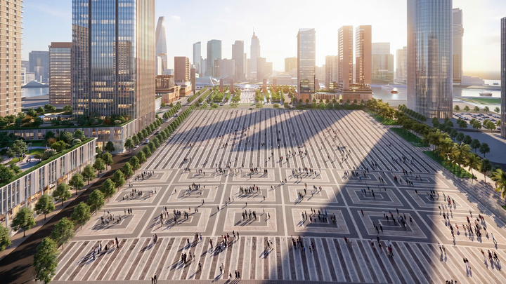 Quảng trường trung tâm, nơi tổ chức các sự kiện kinh tế, chính trị, xã hội quan trọng của Thành phố.