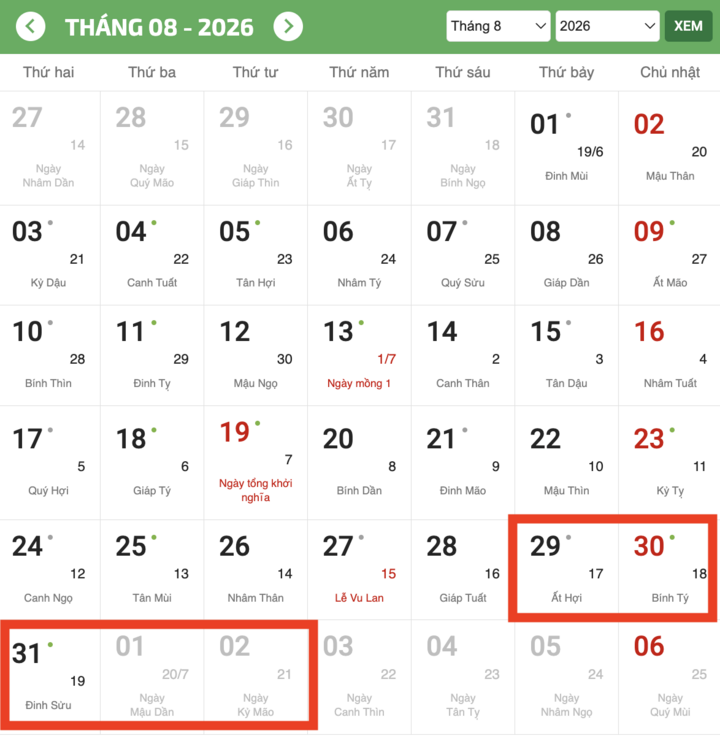 Kỳ nghỉ Quốc khánh có thể kéo dài 5 ngày liên tục.