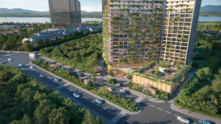 Vườn cảnh quan xanh mát tại Thera Home.