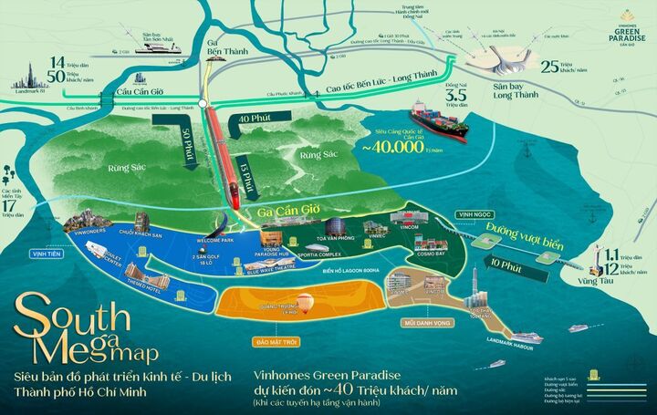 Mạng lưới hạ tầng siêu kết nối của khu vực phía Nam với tâm điểm là Cần Giờ.