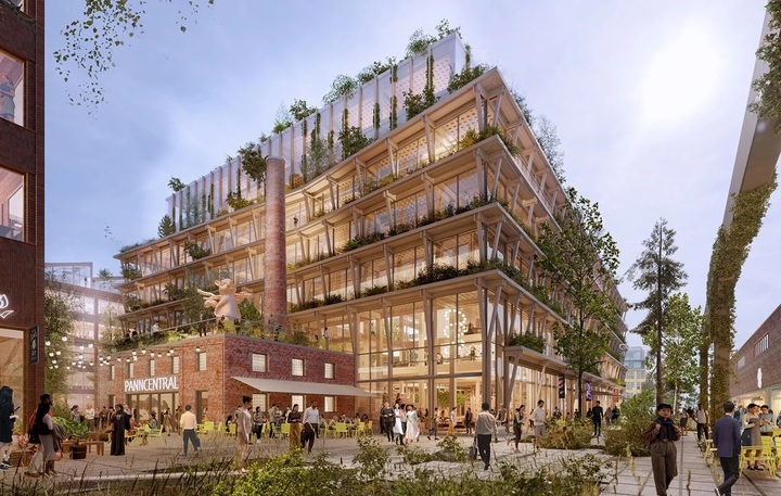 Thiết kế dự án Stockholm Wood City. (Ảnh: Atrium Ljungberg)