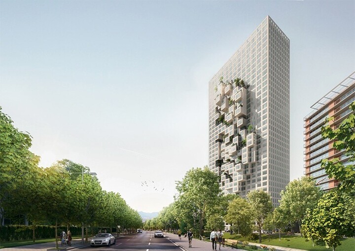 Phác họa thiết kế Tòa nhà Downtown One. (Ảnh: MVRDV)