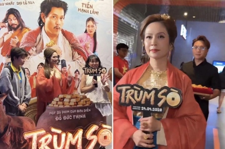 Thanh Thúy diện đồ cổ trang đến rạp phim để quảng bá "Trùm Sò".