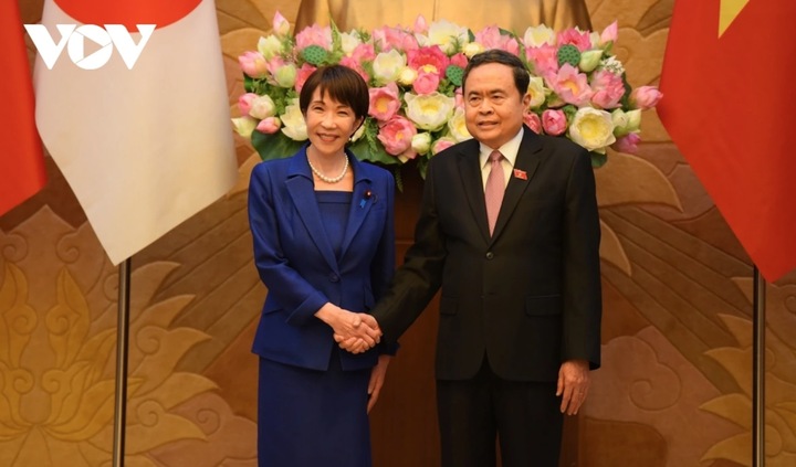 Chủ tịch Quốc hội Trần Thanh Mẫn và Thủ tướng Nhật Bản Takaichi Sanae tại cuộc hội kiến.