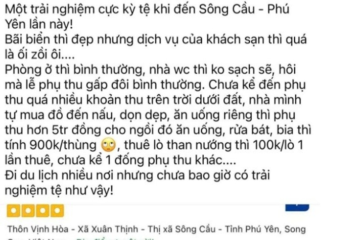 Bài đăng của du khách trên mạng xã hội. (Ảnh chụp màn hình)