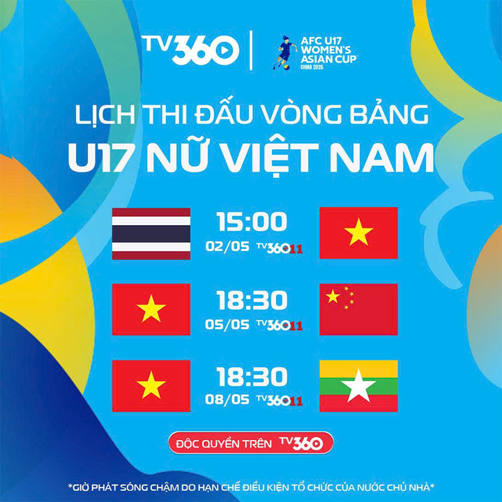 Lịch thi đấu U17 nữ Việt Nam