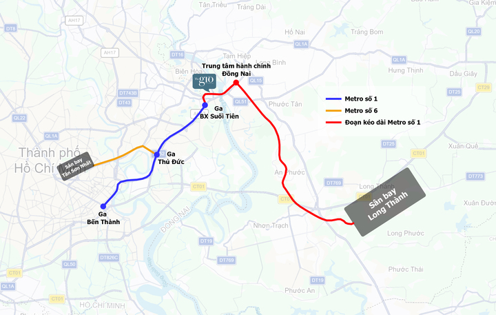 Tuyến Metro kết nối 2 sân bay quốc tế Tân Sơn Nhất và Long Thành.