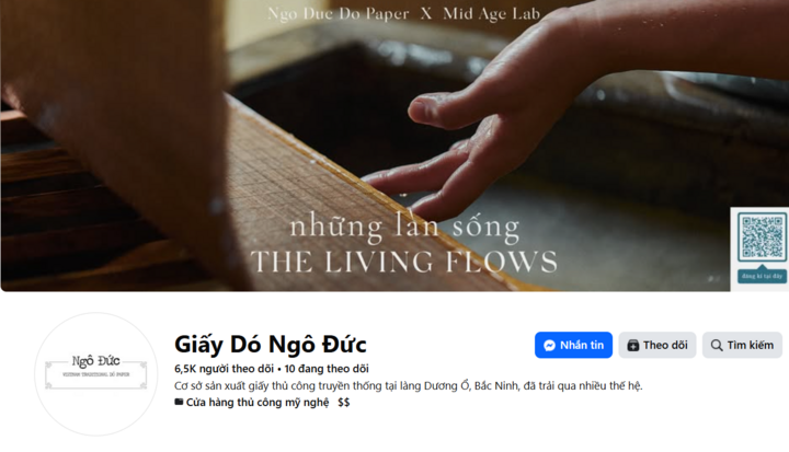 Trang Fanpage "Giấy dó Ngô Đức" được Huyền lập nên để tiếp cận khách hàng trẻ.
