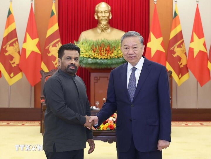 Tổng Bí thư Tô Lâm tiếp Tổng thống Sri Lanka Anura Kumara Dissanayake, ngày 4/5/2025. Ảnh: TTXVN