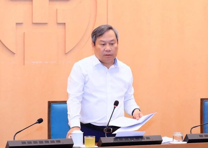 Chủ tịch Hà Nội Vũ Đại Thắng phát biểu chỉ đạo tại hội nghị.