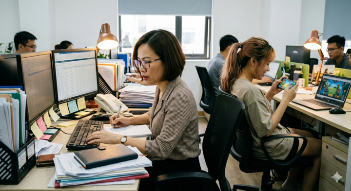 Nhiều người trẻ than bận rộn nhưng lại dành nhiều thời gian lướt mạng xã hội. (Ảnh minh họa: AI)