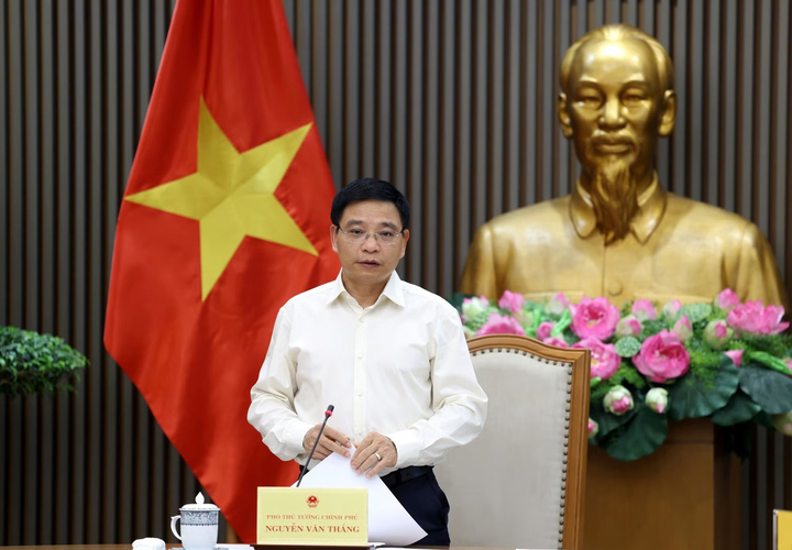 Phó Thủ tướng Nguyễn Văn Thắng phát biểu tại cuộc họp. (Ảnh: Đức Tuân)