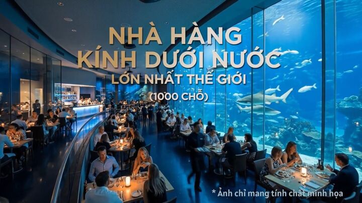 Nhà hàng kính quy mô lớn nhất thế giới là nơi lý tưởng cho những bữa tiệc thượng lưu, những buổi cầu hôn lãng mạn dưới sự chứng kiến của vạn vật đại dương. (Ảnh minh họa)
