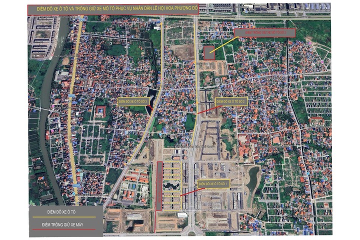Điểm đỗ xe ô tô và trông giữ xe máy phục vụ Nhân dân xem Lễ hội Hoa phượng đỏ Hải Phòng năm 2026.