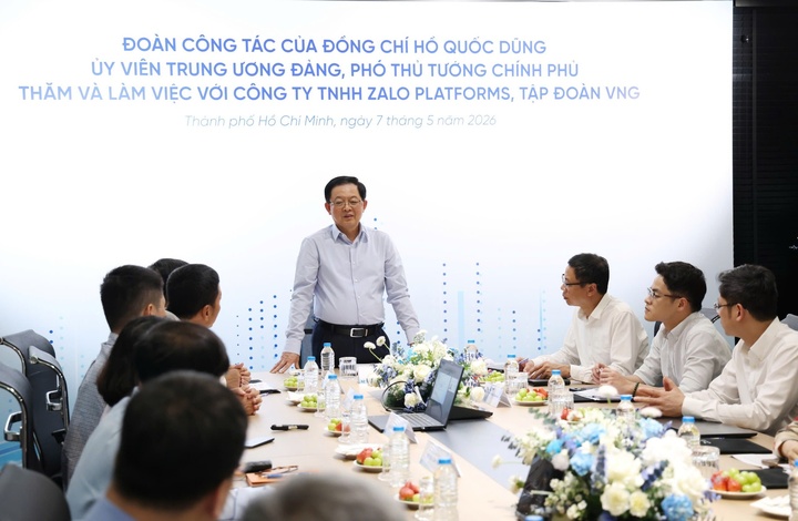 Phó Thủ tướng làm việc với Công ty TNHH Zalo Platforms, Tập đoàn VNG. (Ảnh: VGP/Gia Huy)