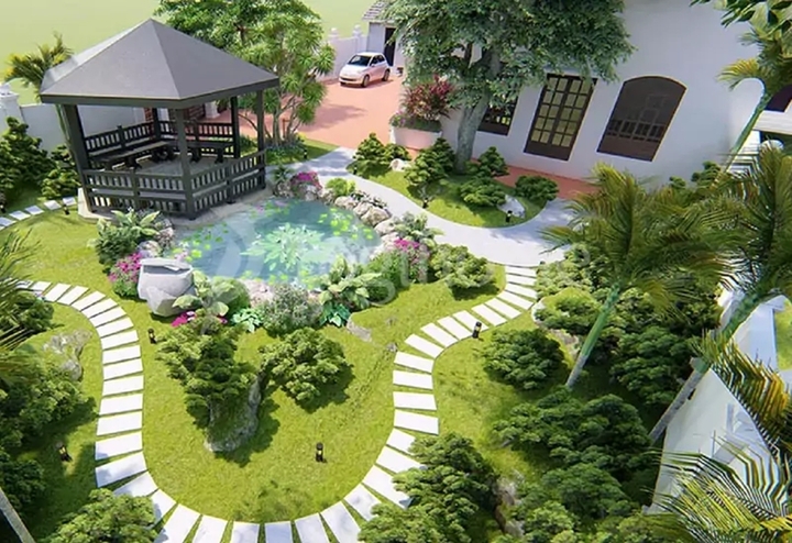 Ngoài cây xanh có thể kết hợp hồ cá. (Ảnh: Togihome)